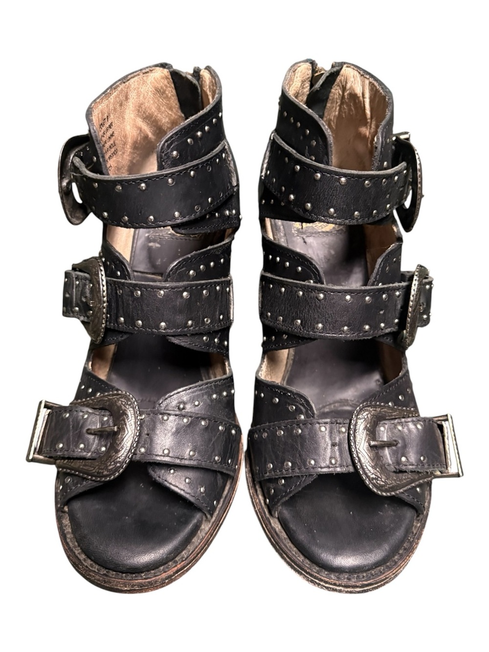 Freebird by Steven Black Studded Multi-Buckle Sandals